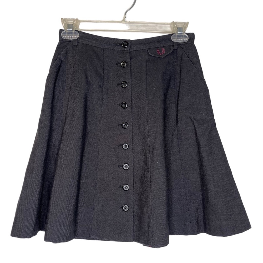 Fred Perry Button Front Wool Skirt